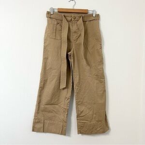 Lauren Ralph Lauren Belted High Rise Wide Leg Crop Khaki Pants Career Size 6